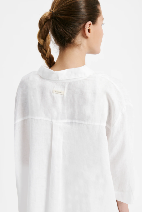 Nude Lucy | Lounge Linen Longline Shirt - White