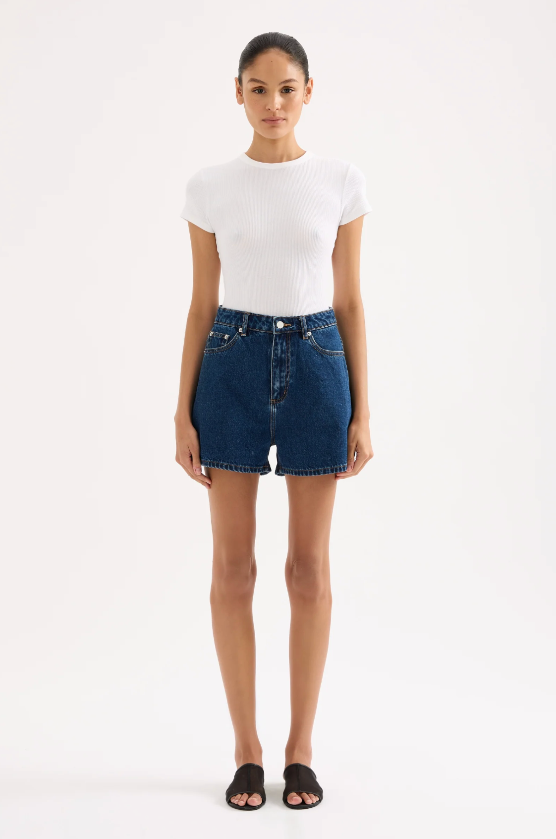 Nude Lucy | Organic Mom Short - Force Blue