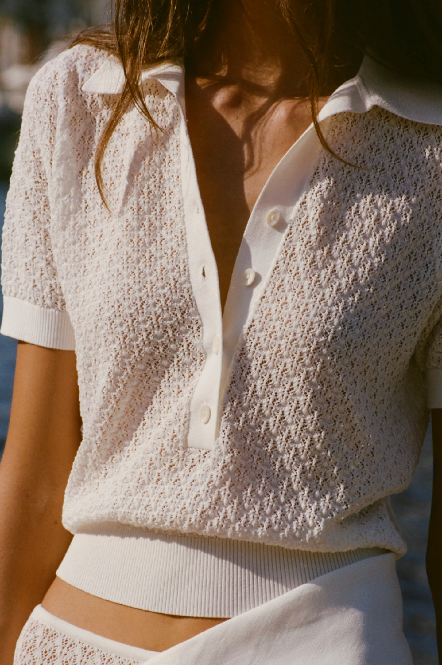 Faithfull The Brand | Lenna Polo Top - Pointelle Lace White