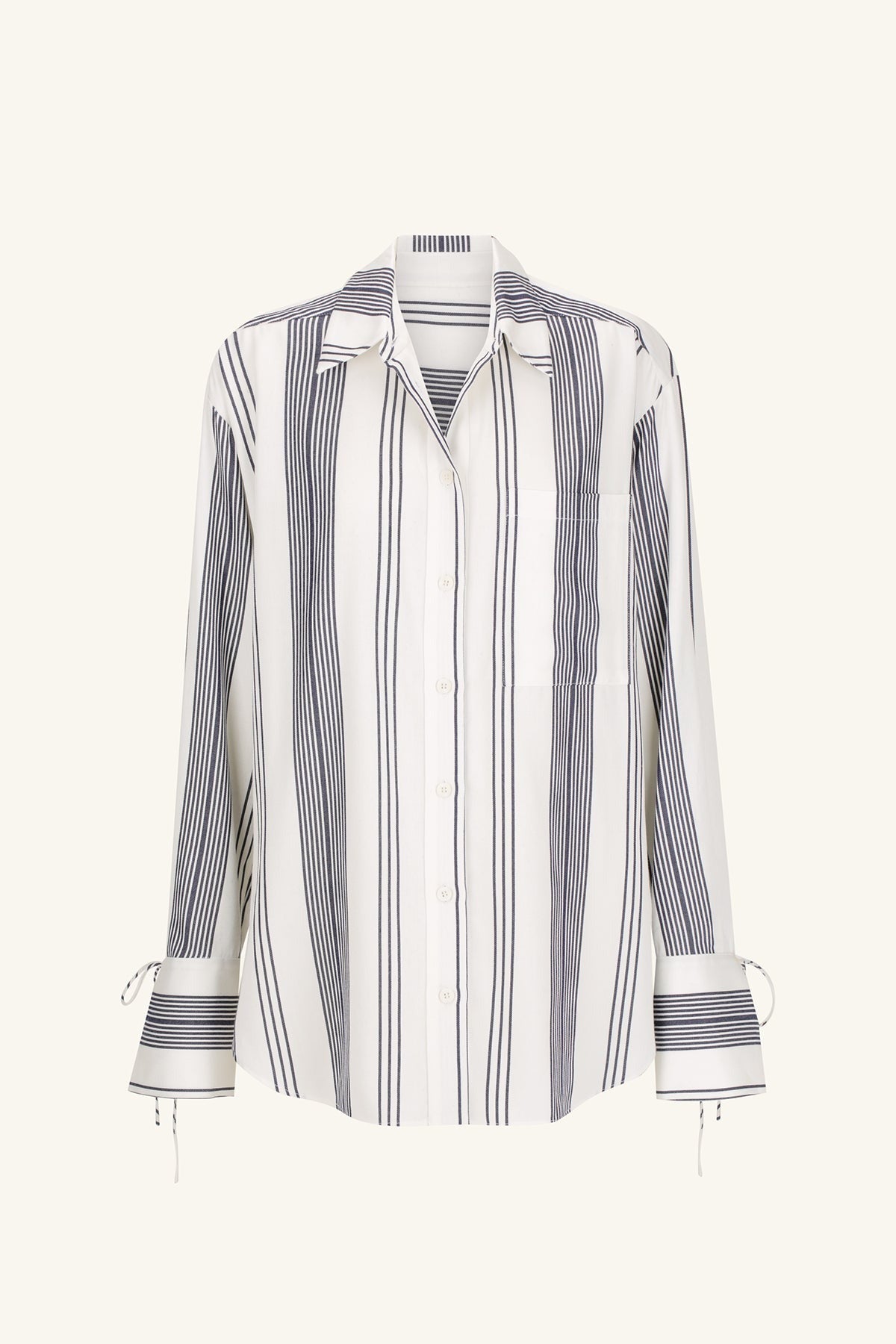 Shona Joy | Harlow Oversized Shirt - Ivory/Navy