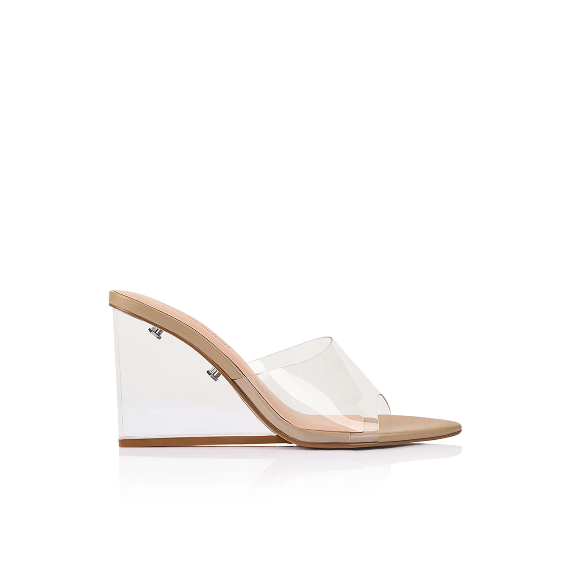 Lana Wilkinson | Suzy Wedge Lucite & Beige Leather