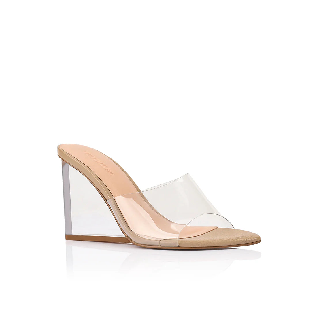 Lana Wilkinson | Suzy Wedge Lucite & Beige Leather