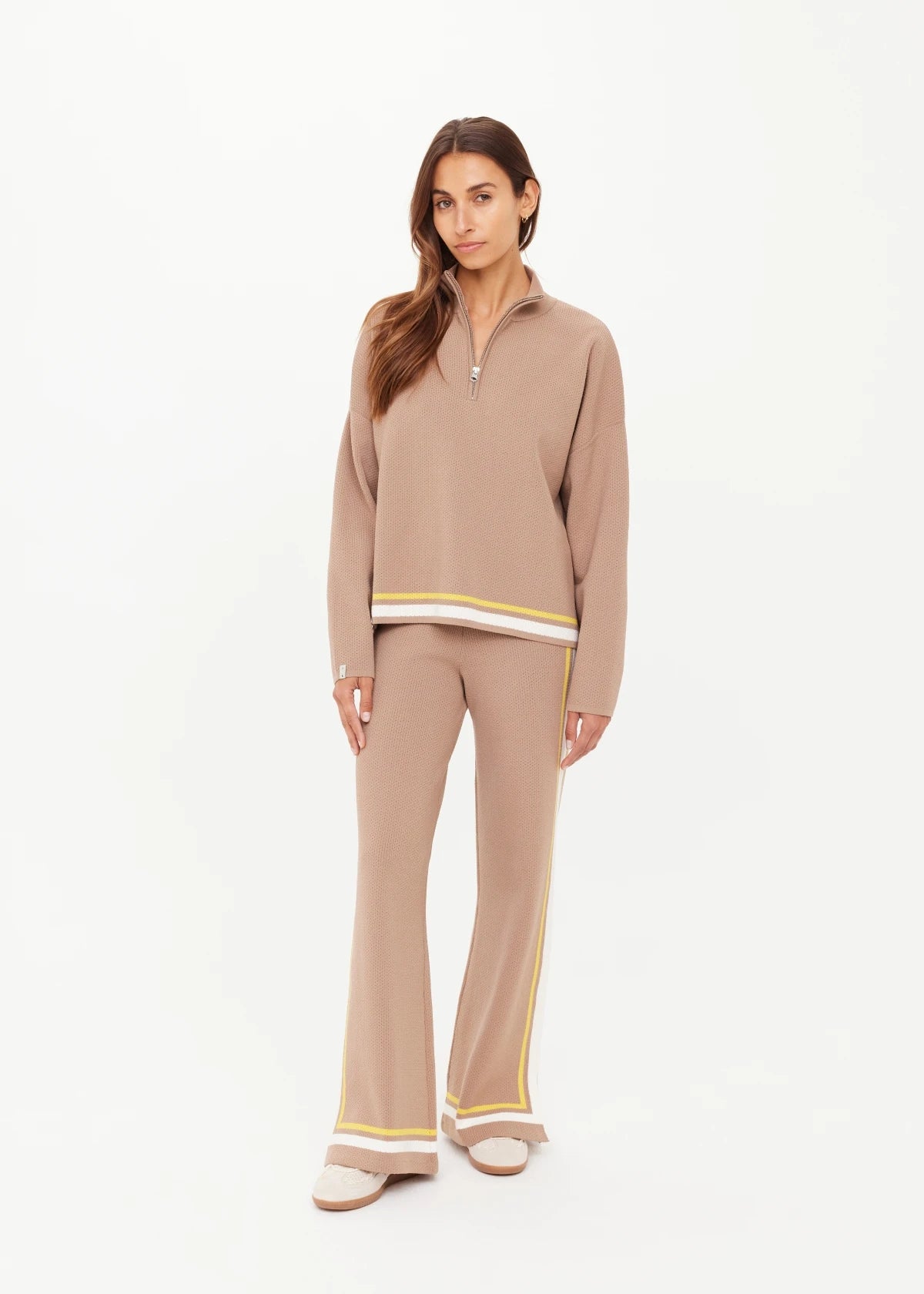 The Upside | Veneto Carter Knit Zip Top - Mocha