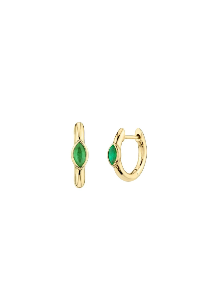 R&T | Abigail Huggie Earrings - Green