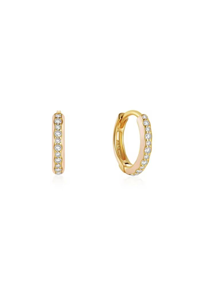 R&T | Grace Enamel Fine Hoop Earrings - Peach