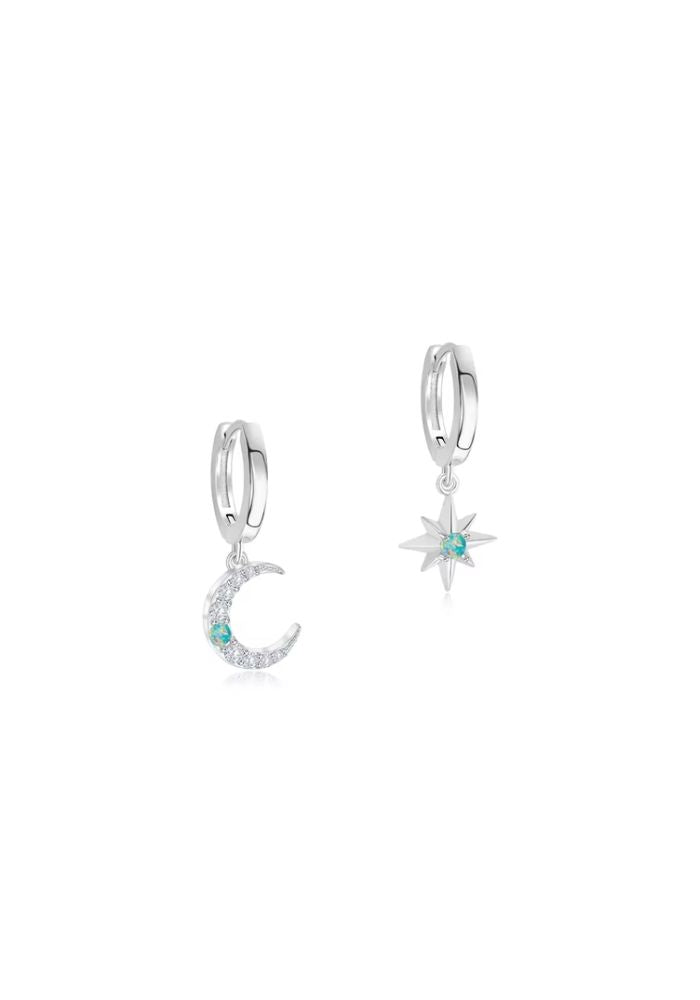 R&T | Selene Charm Hoop Earrings - Silver