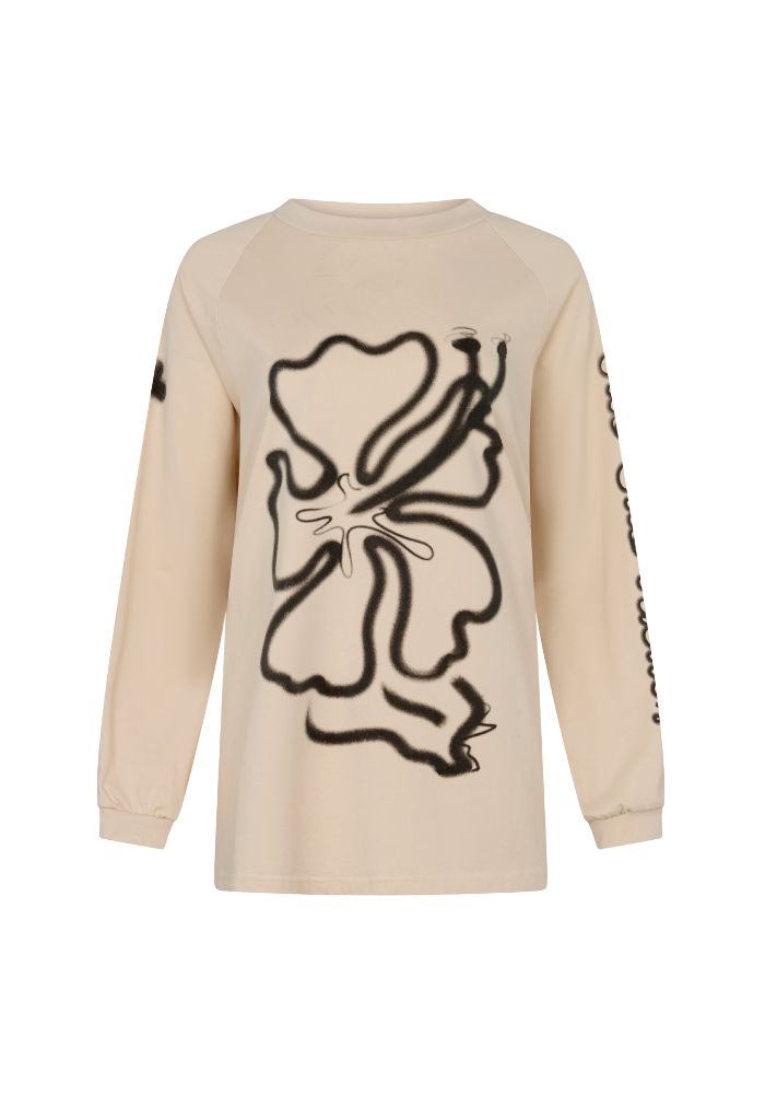 Ciao Ciao Vacation | Cloud Hibiscus Haven LS Tee - Cream