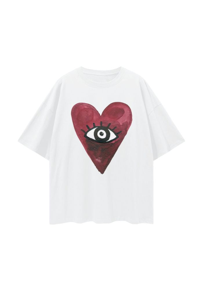 Maku The Label | Burgundy Hearts Club Oversize Tee