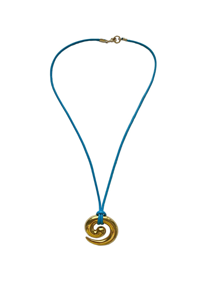 Briwok | Gold Swirl Necklace - Blue Cord