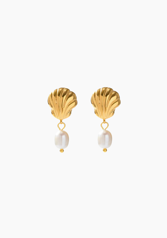 R&T | Isla Shell Pearl Earrings – Gold