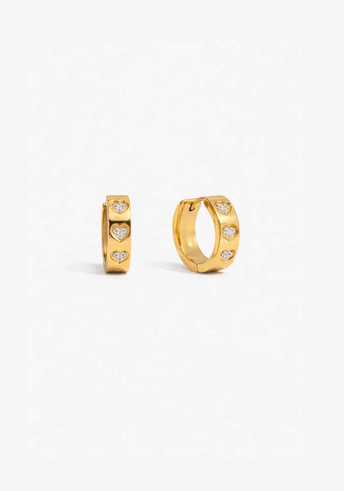 R&T | Celeste Heart Huggie Earrings - Gold