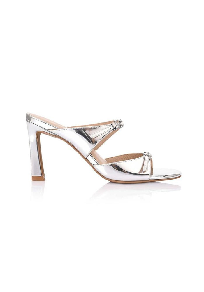 Lana Wilkinson | Edie Mule Silver Metallic Leather