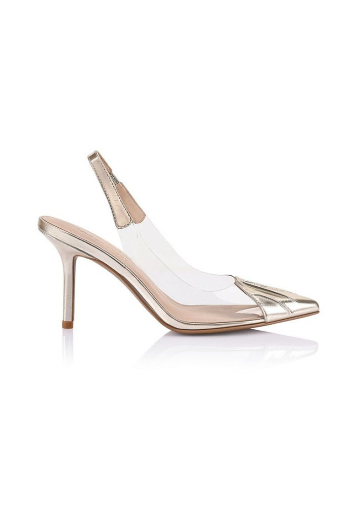 Lana Wilkinson | Remi Pump Vinylite & Gold Metallic Patent Leather