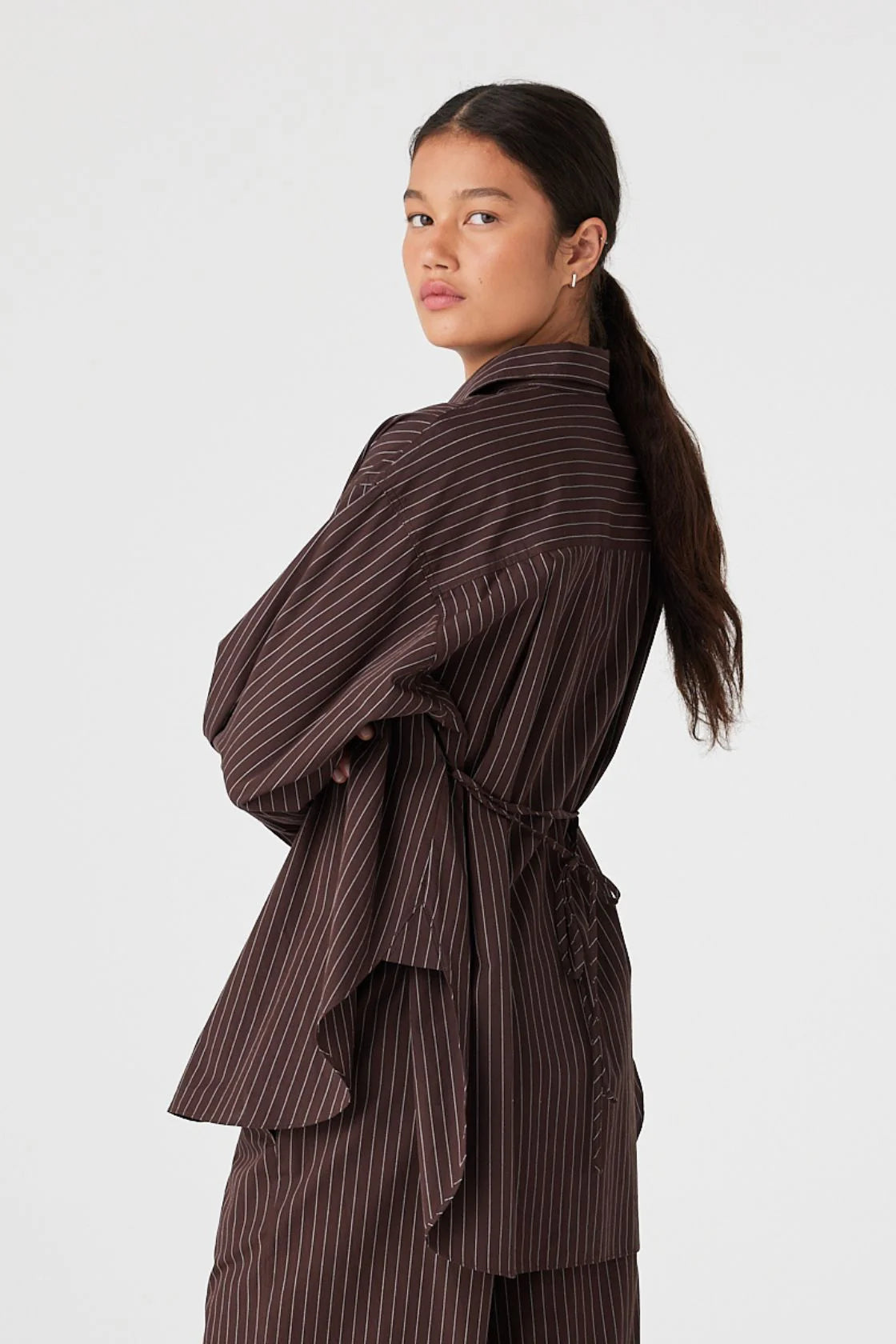 Arcaa Movement | Rae Shirt - Espresso Stripe