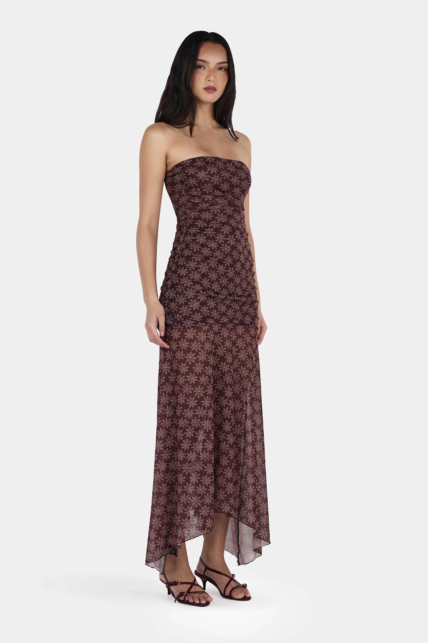 Ownley | Zella Midi Dress - Daisy Dot Cherry Choc