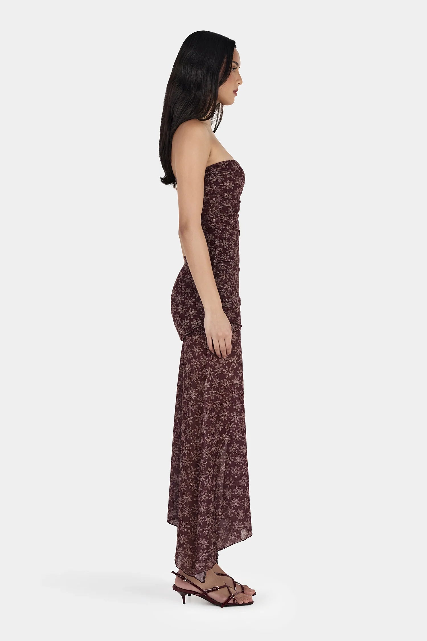 Ownley | Zella Midi Dress - Daisy Dot Cherry Choc