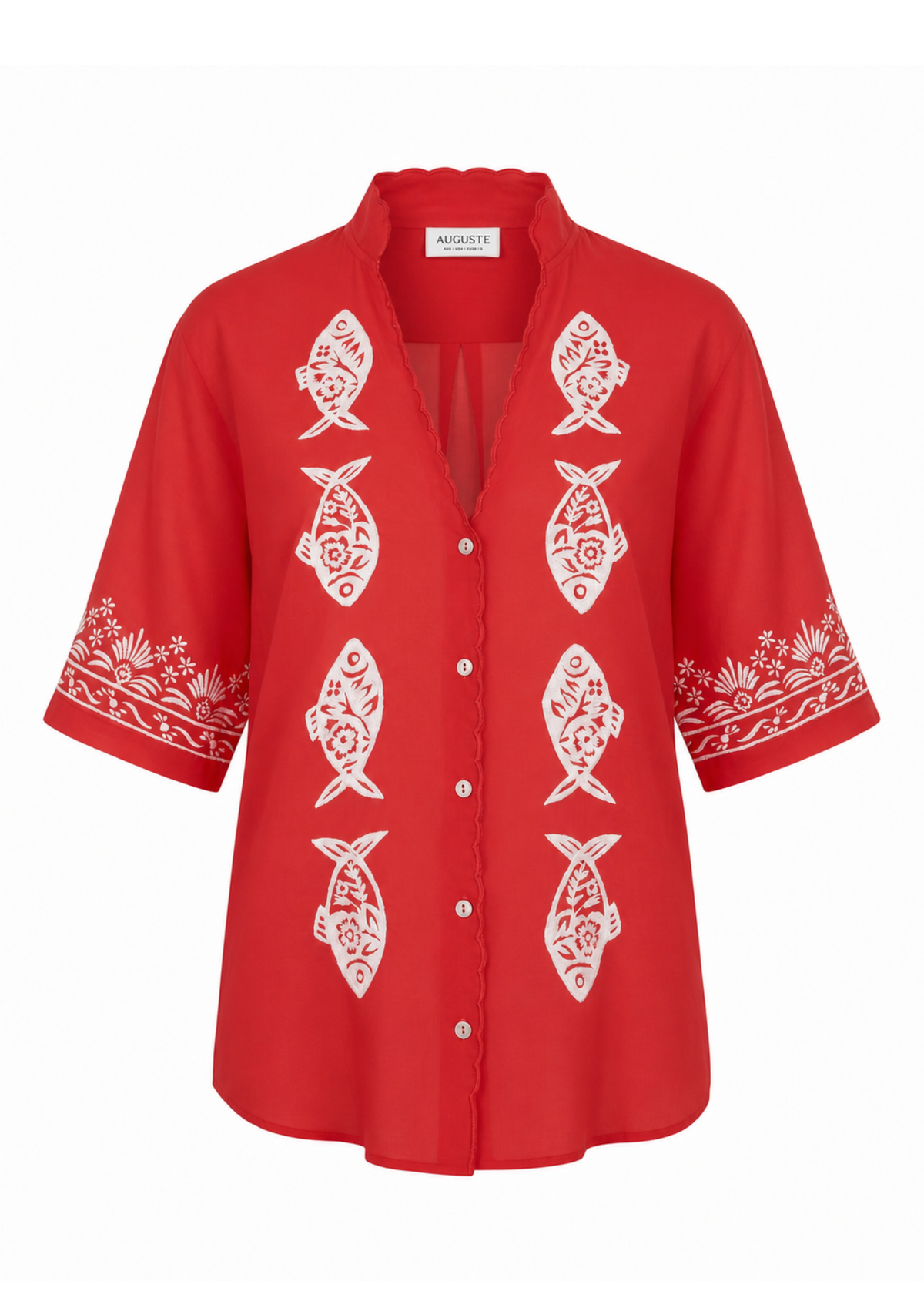 Auguste The Label | Sardine Embroidered Blouse - Red
