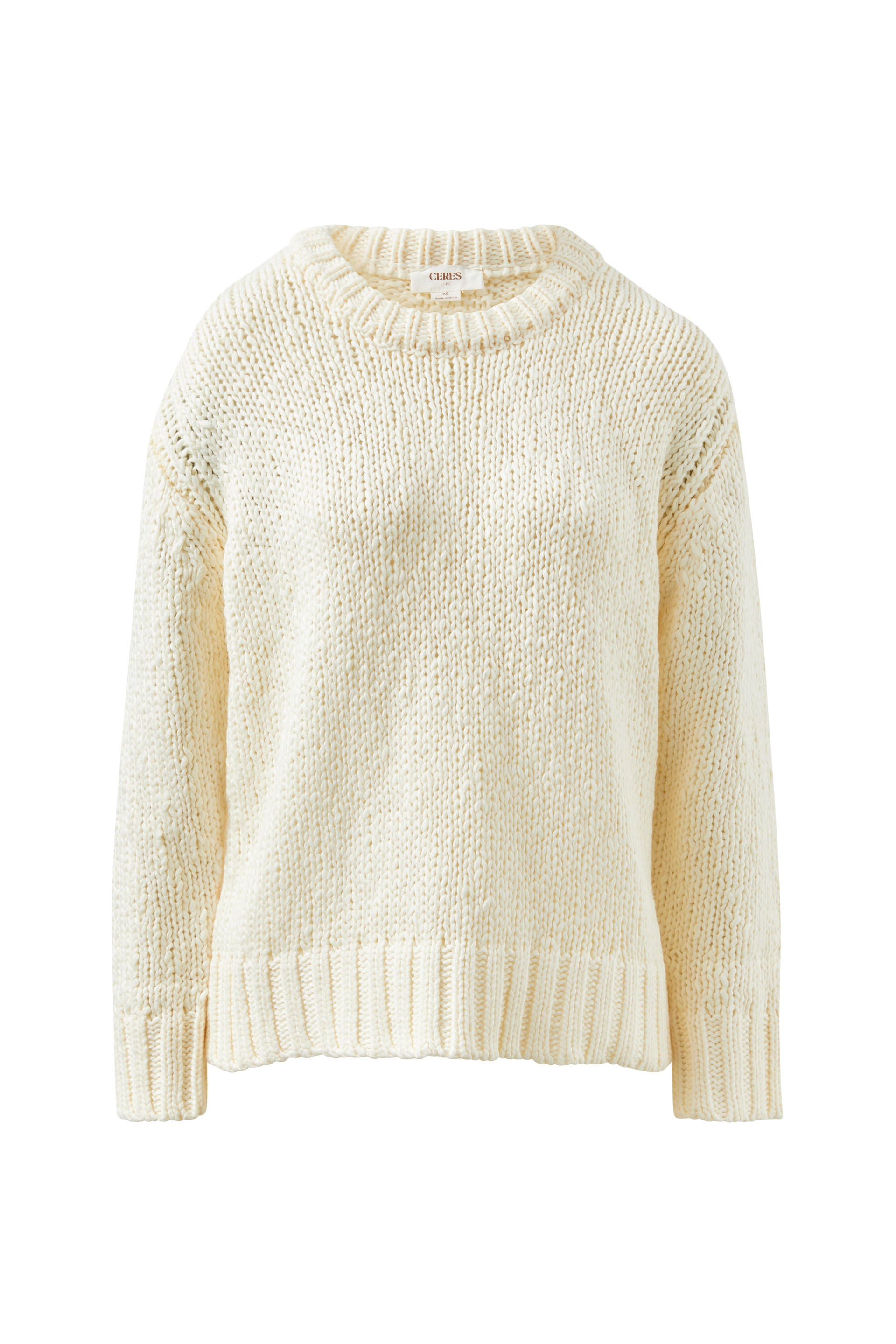 Ceres Life | Sage Chunky Knit Crew - Marshmellow