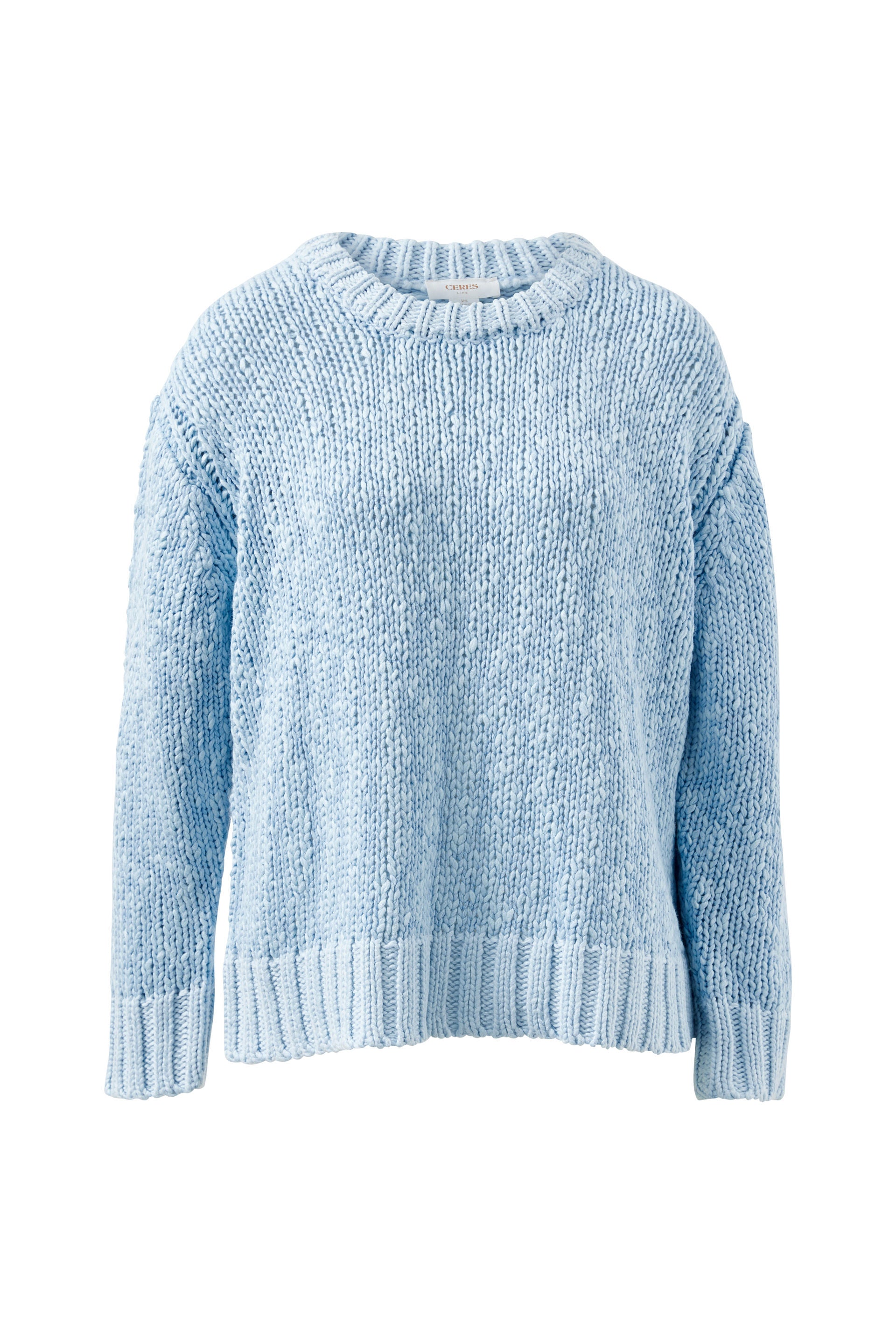Ceres Life | Sage Chunky Knit Crew - Sky Blue