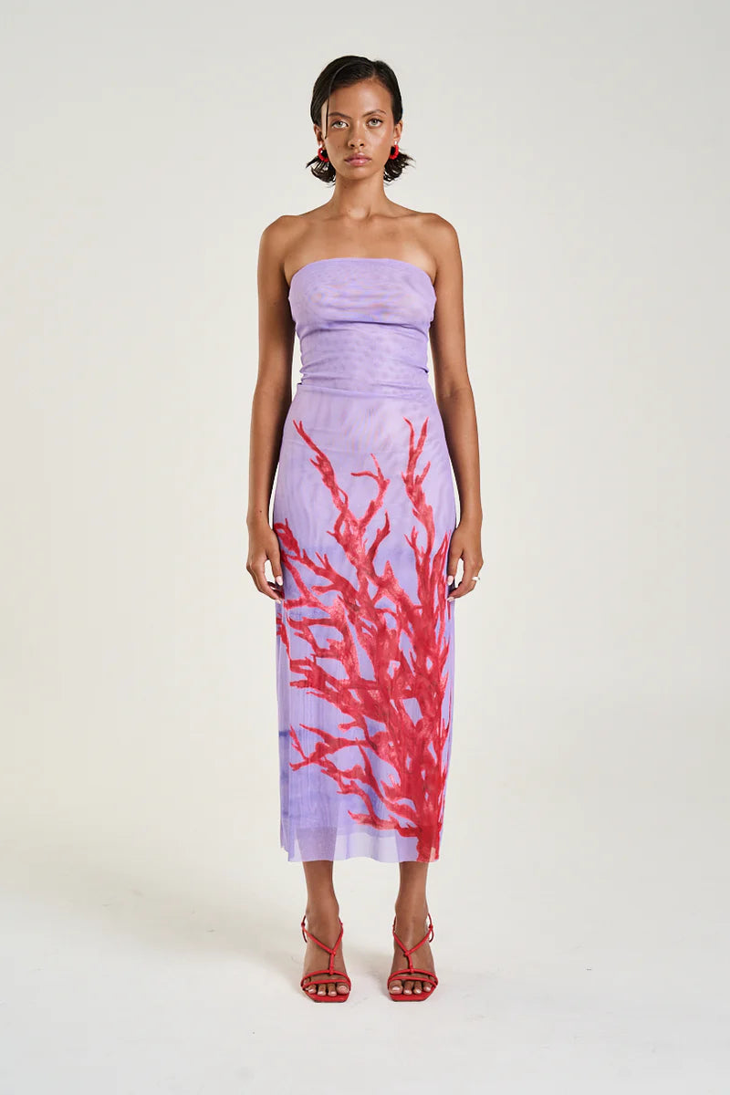 Summi Summi | Strapless Mesh Dress - Coral