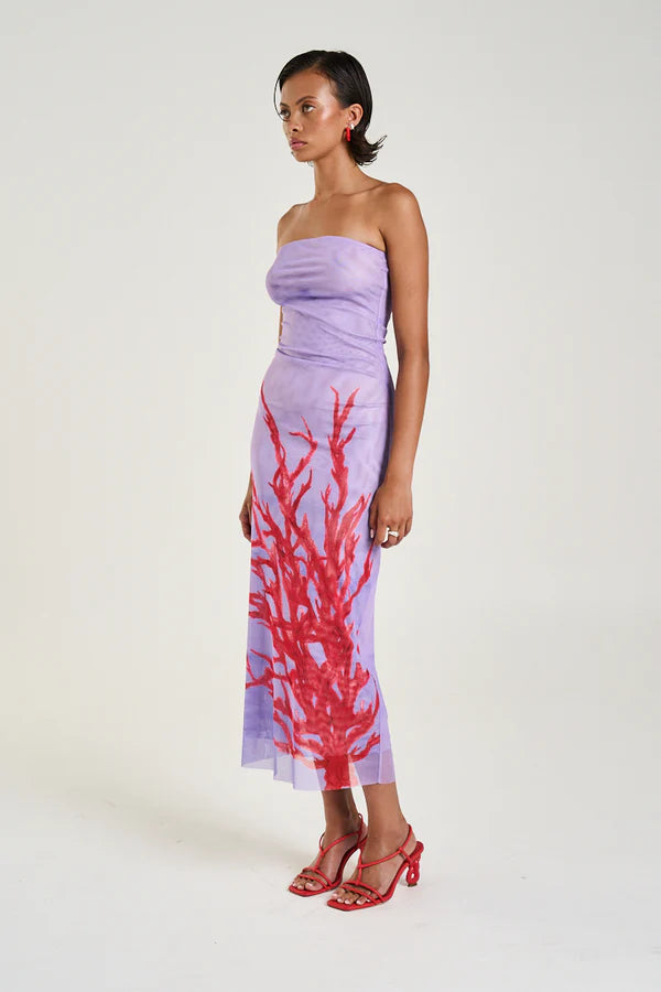 Summi Summi | Strapless Mesh Dress - Coral