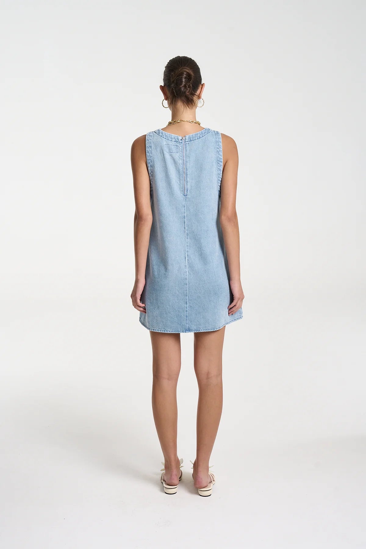 Summi Summi | Denim V Neck Shift - Sky Blue Denim