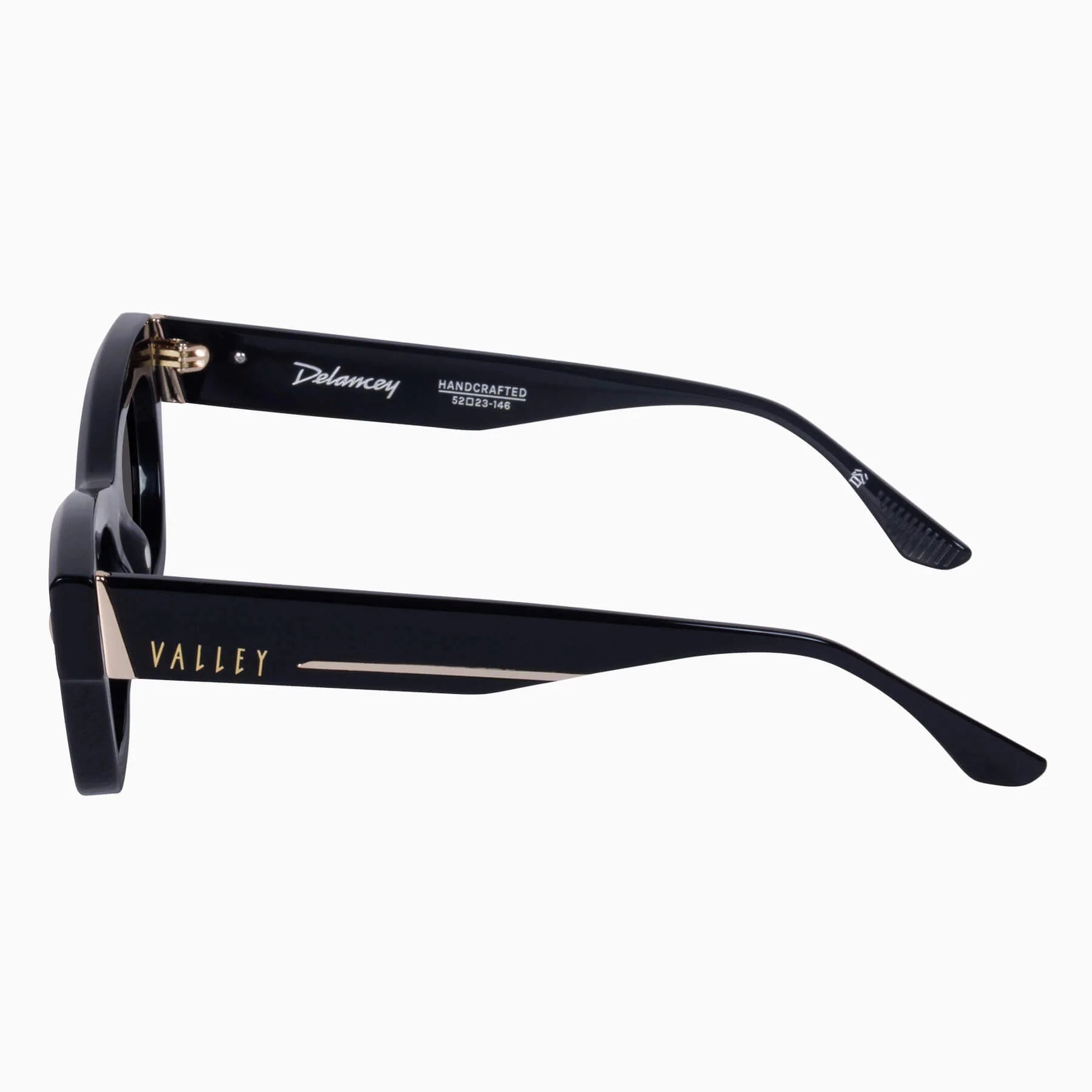 Valley | Delancey - Gloss Black w. Gold Metal / Black Lens