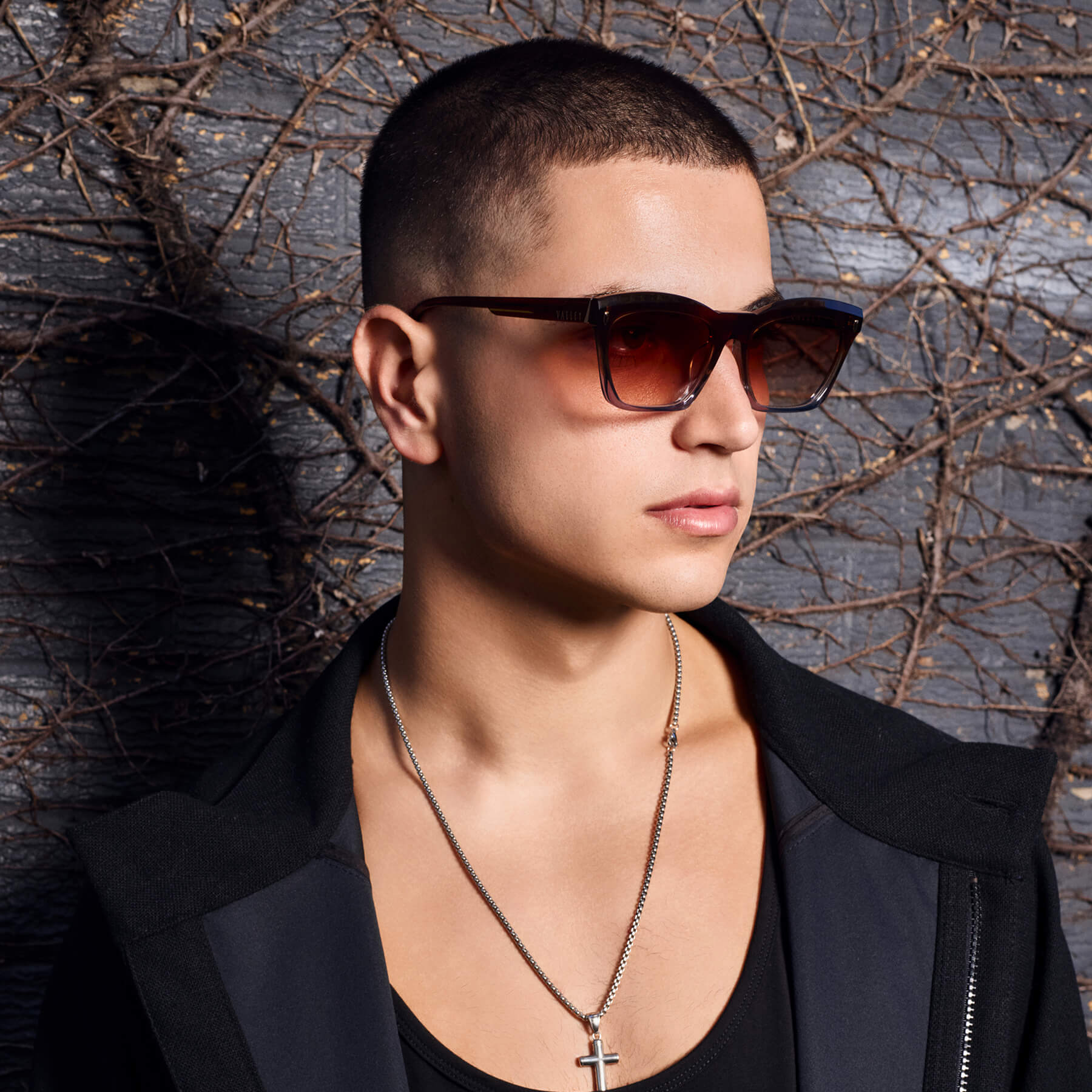 Valley | Royale - Transparent Chocolate Fade to Crystal w. Gold Metal / Dark Orange Gradient Lens