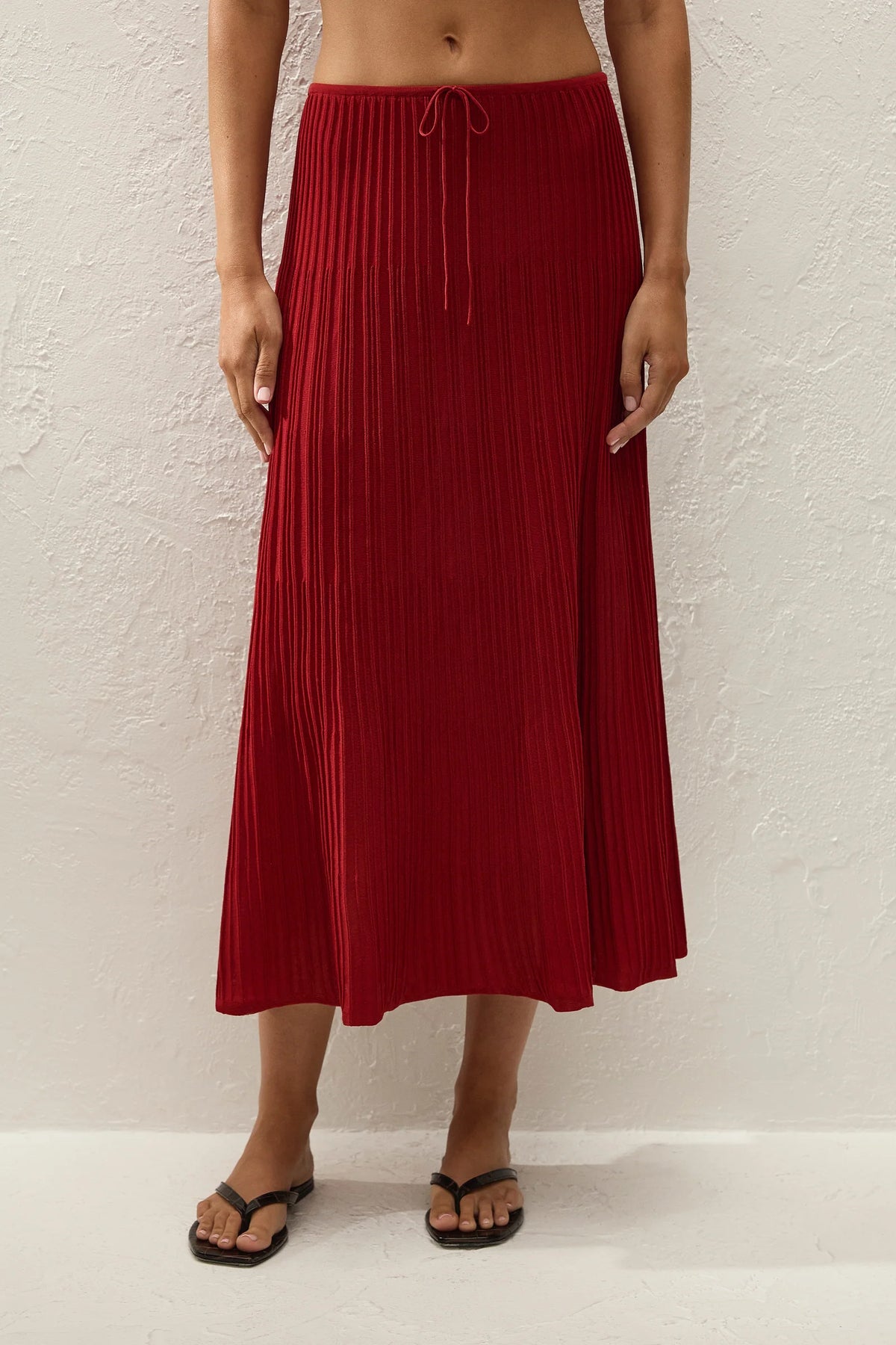 Faithfull The Brand | Citara Drawstring Midi Skirt - Red