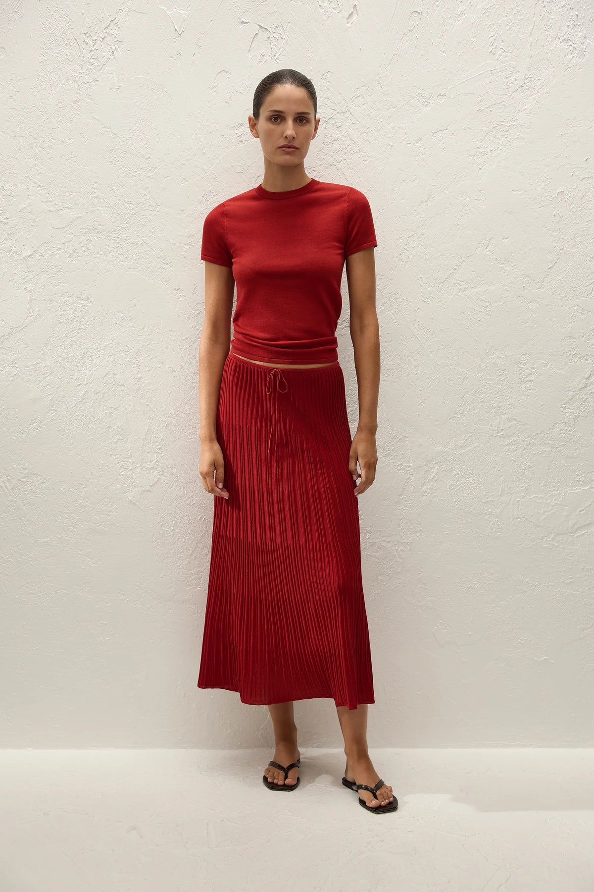 Faithfull The Brand | Citara Drawstring Midi Skirt - Red