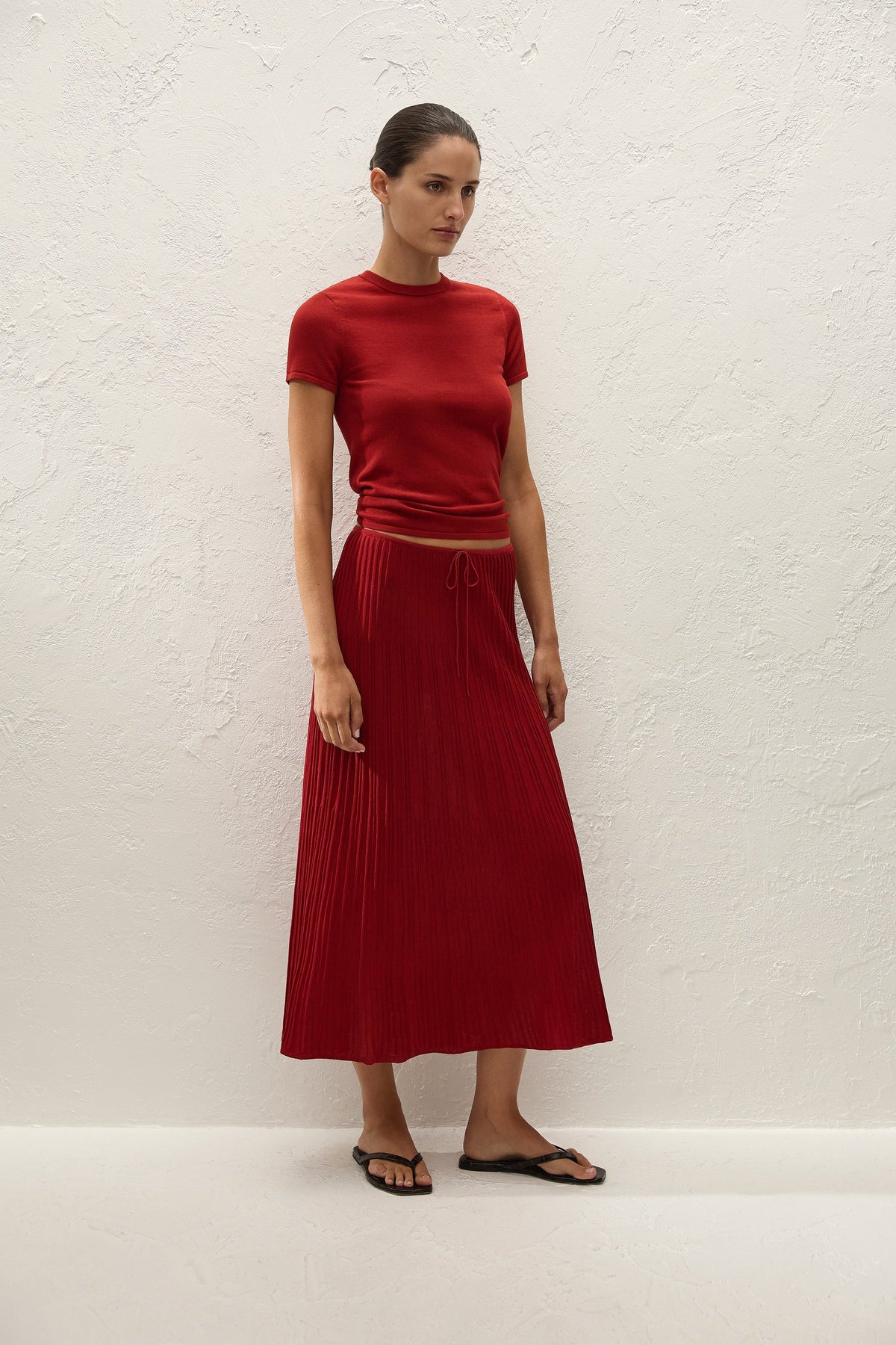 Faithfull The Brand | Citara Drawstring Midi Skirt - Red