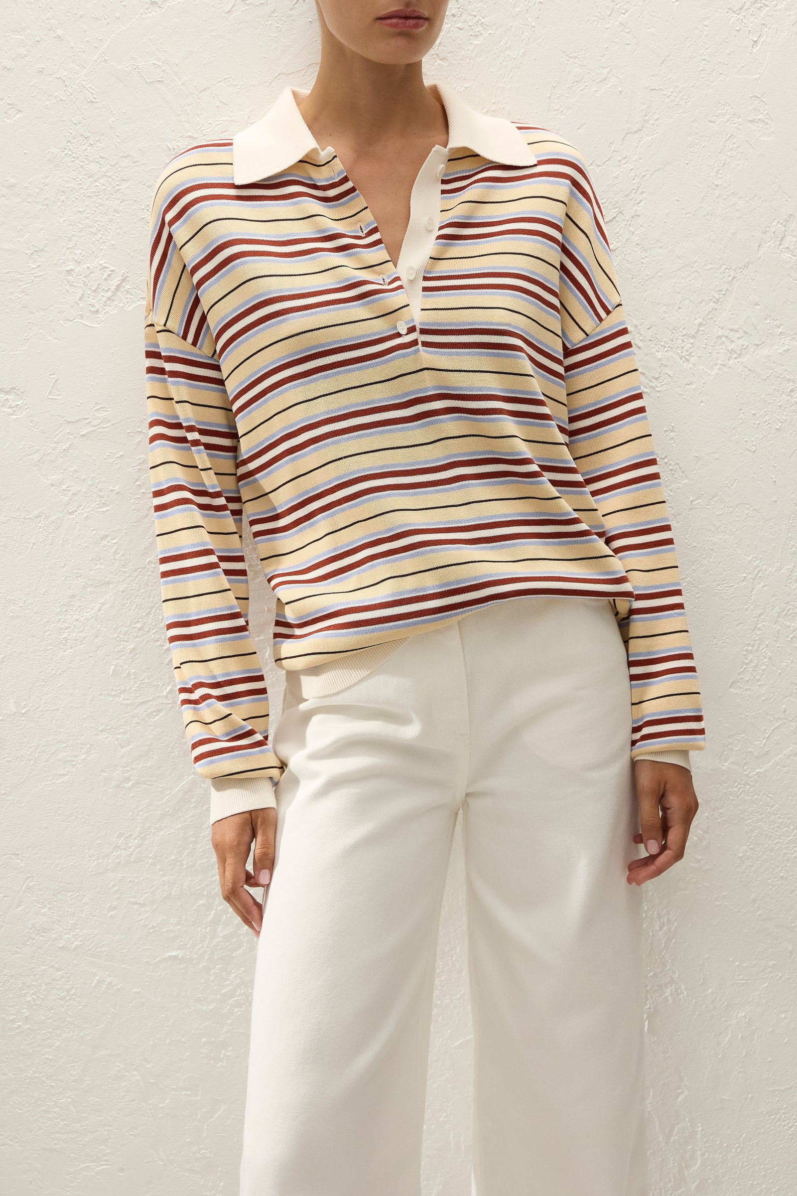 Harlow Oversized Polo - Cila Stripe Butter