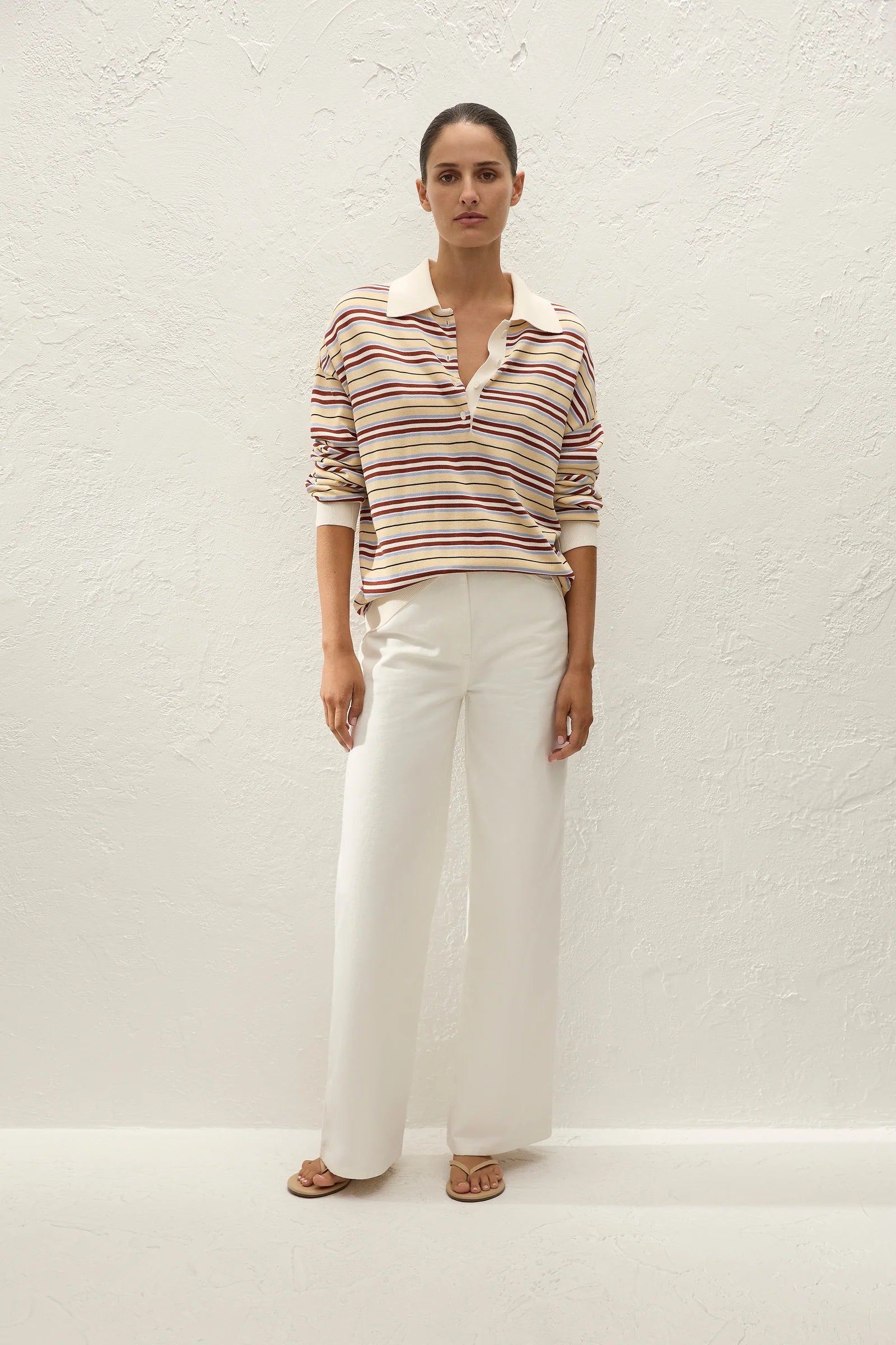 Harlow Oversized Polo - Cila Stripe Butter