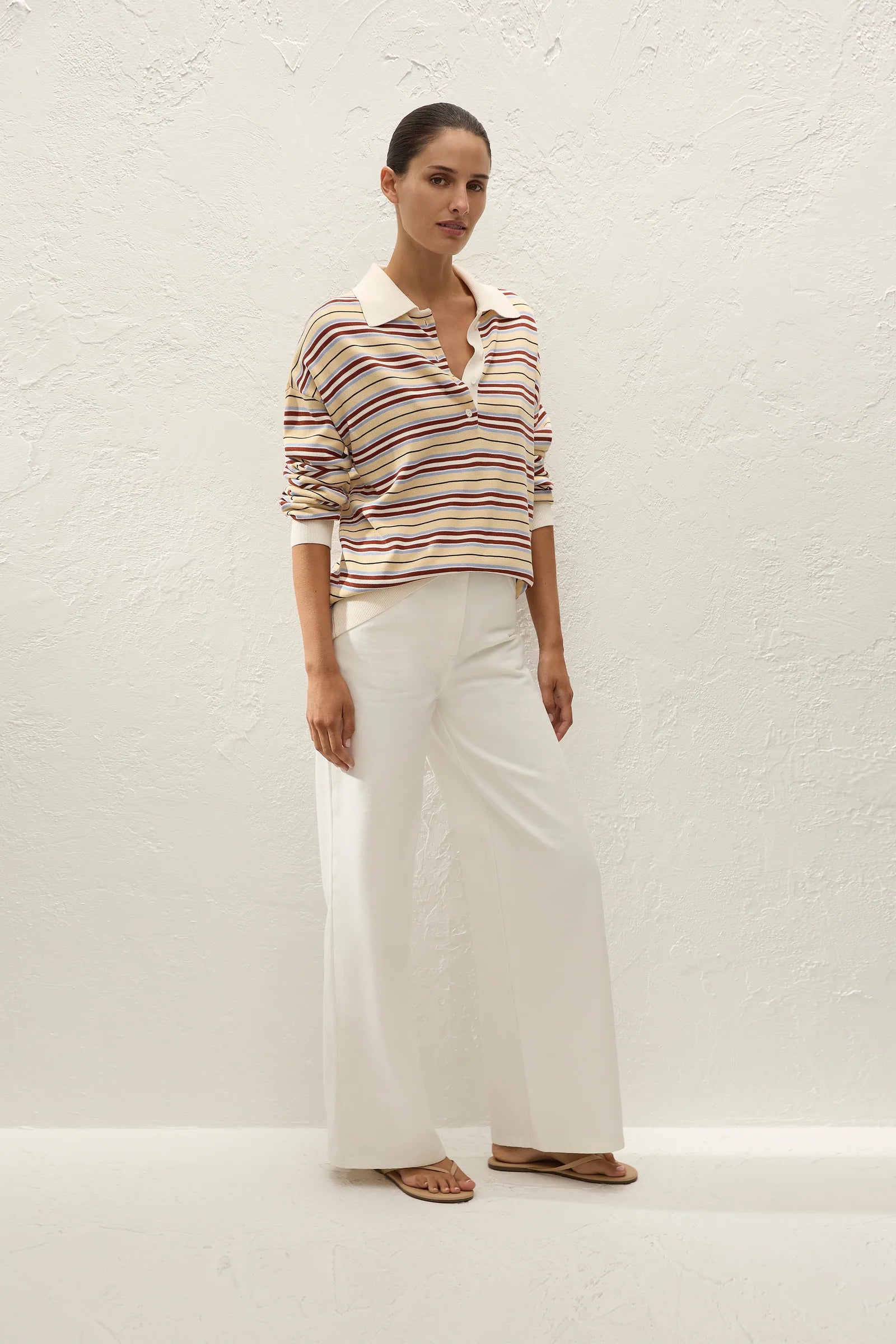 Harlow Oversized Polo - Cila Stripe Butter