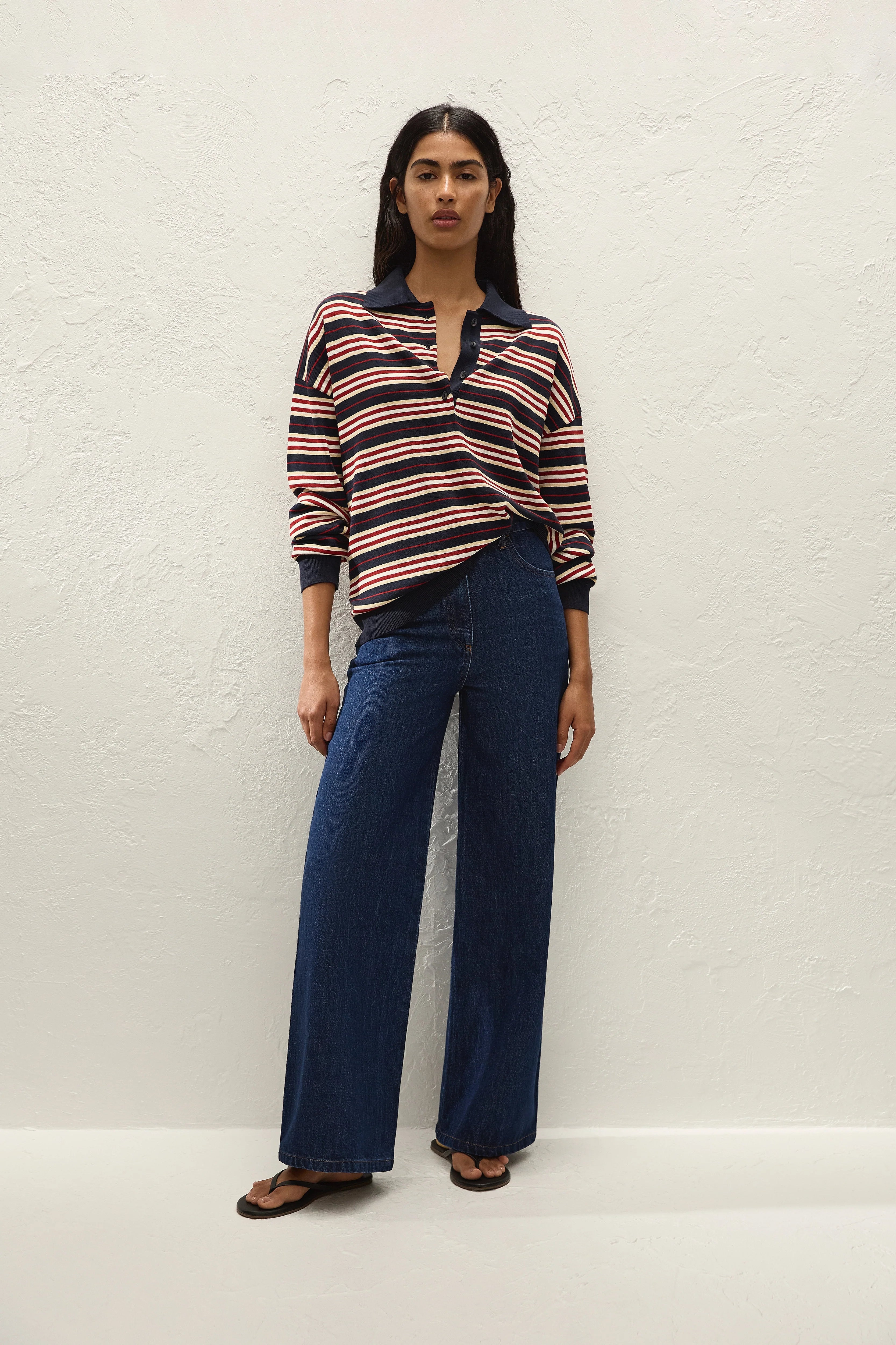 Faithfull The Brand | Harlow Oversized Polo - Cila Stripe Navy