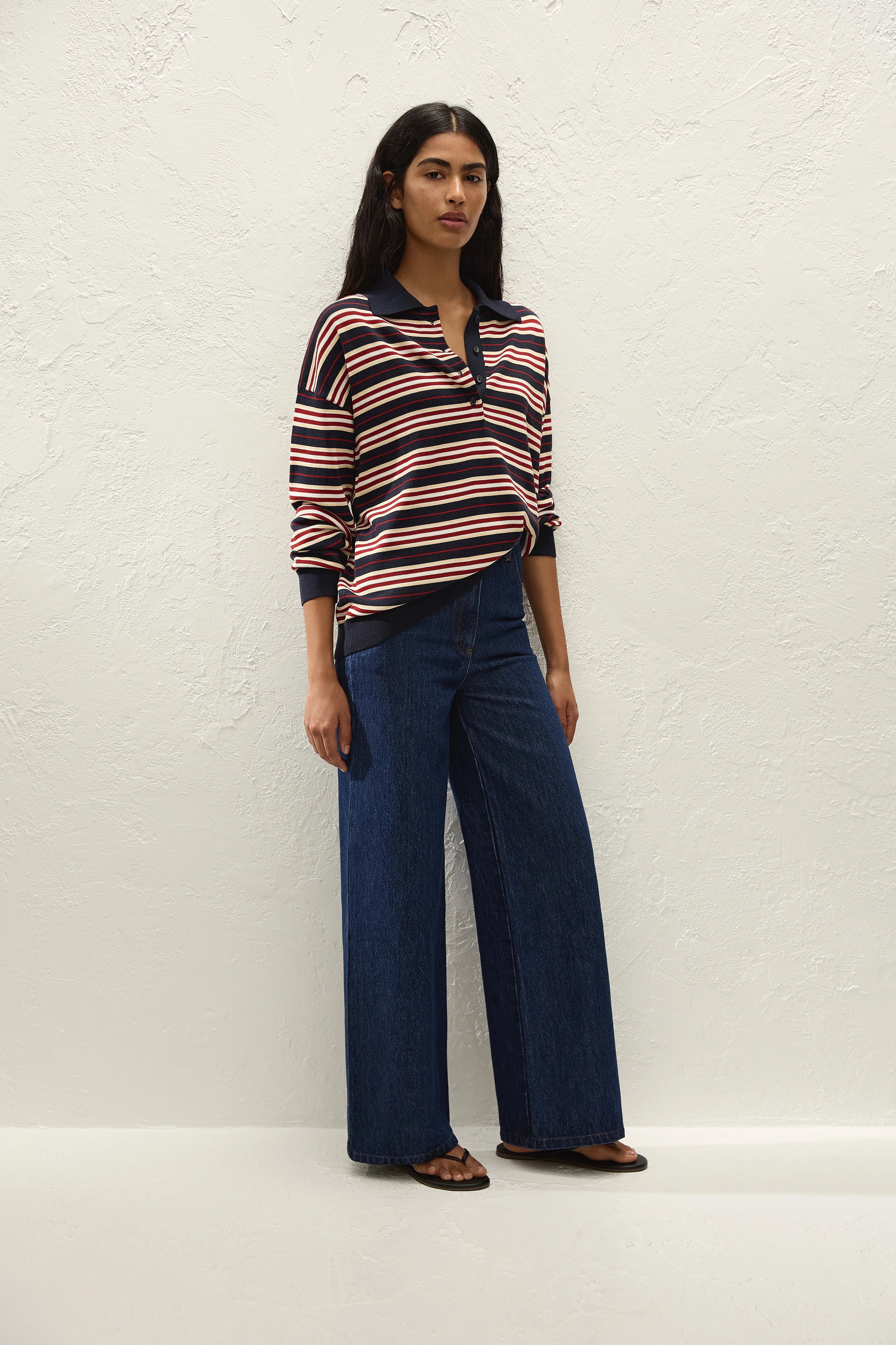 Faithfull The Brand | Harlow Oversized Polo - Cila Stripe Navy