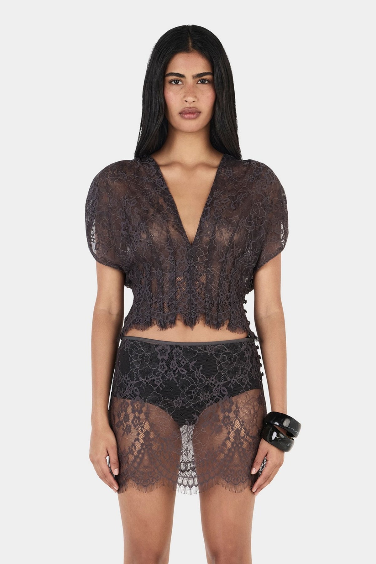 Hansen & Gretel | Ruby Lace Top - Charcoal