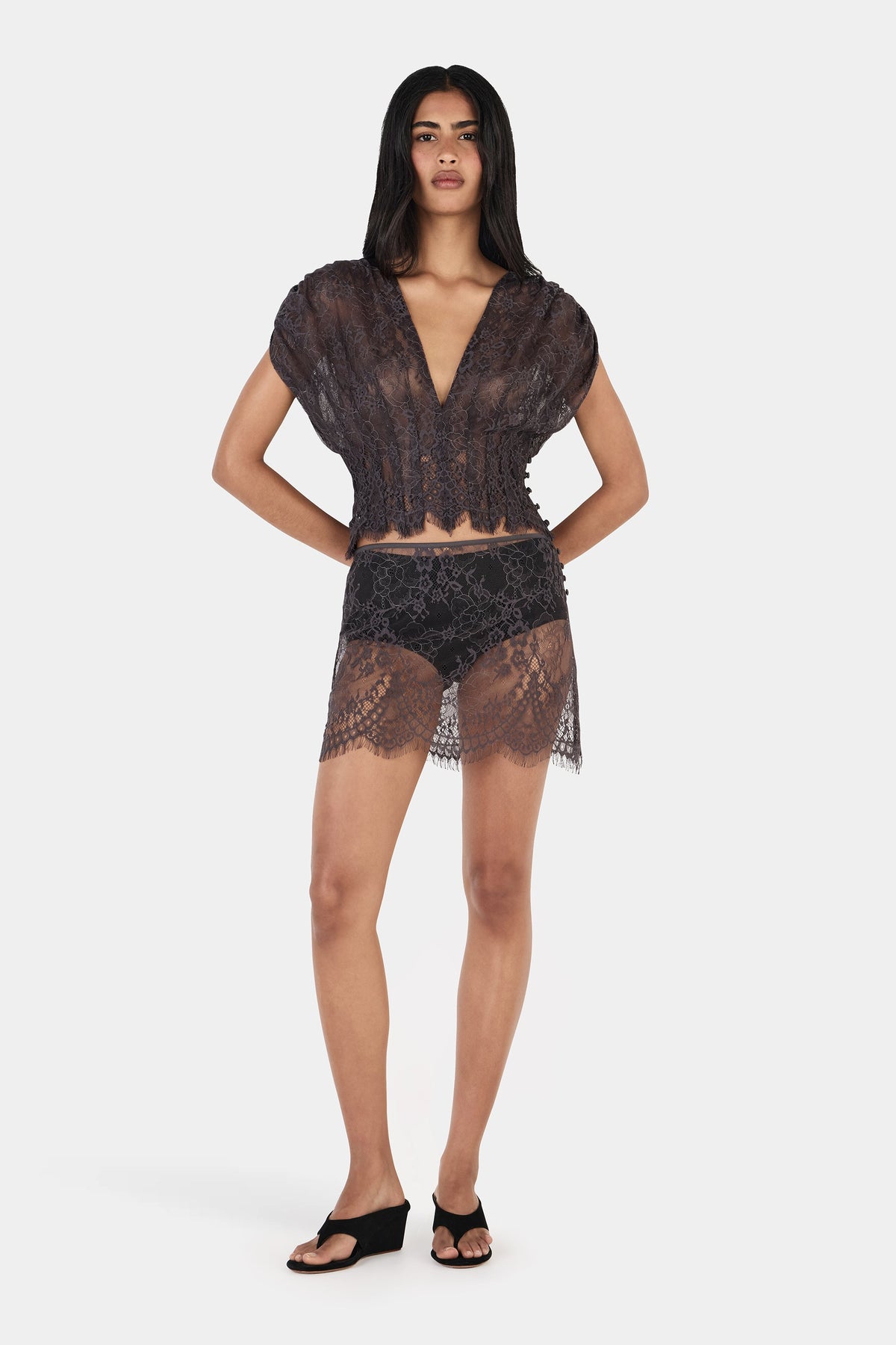 Hansen & Gretel | Ruby Lace Top - Charcoal