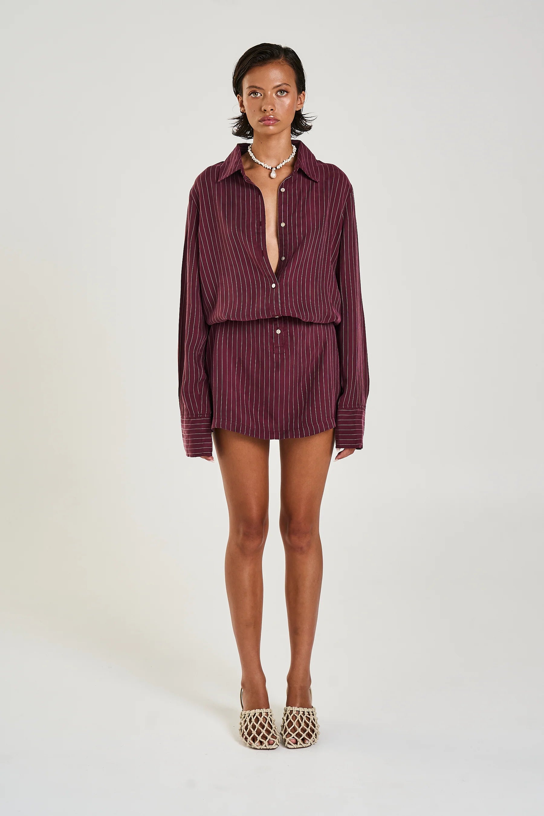 Summi Summi | Button Up Dress Kina Pinstripe