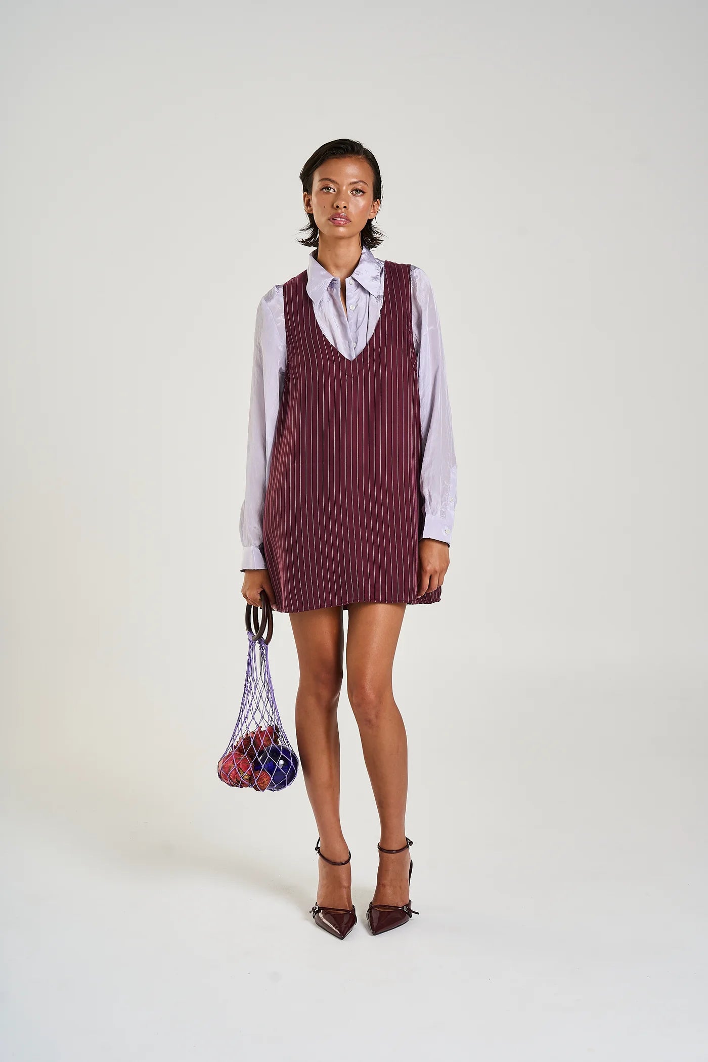 Summi Summi | V-Neck Shift Dress Kina Pinstripe