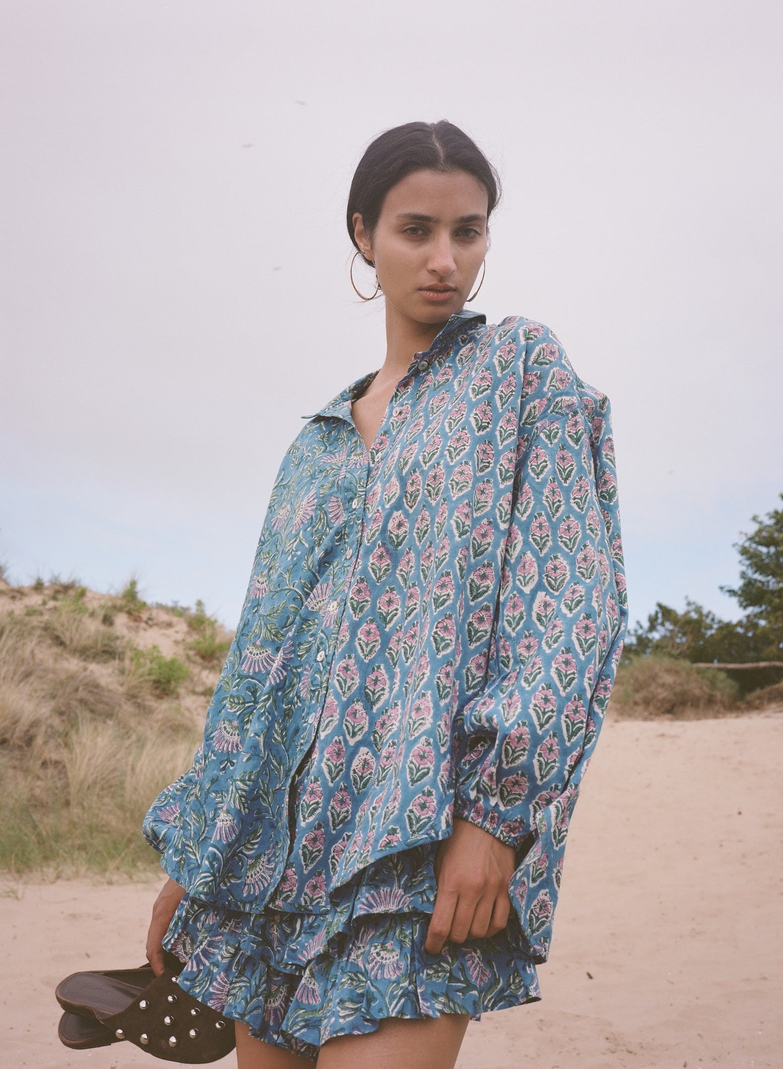 Kinga Csilla | Zaffre Block Print Chalm Shirt
