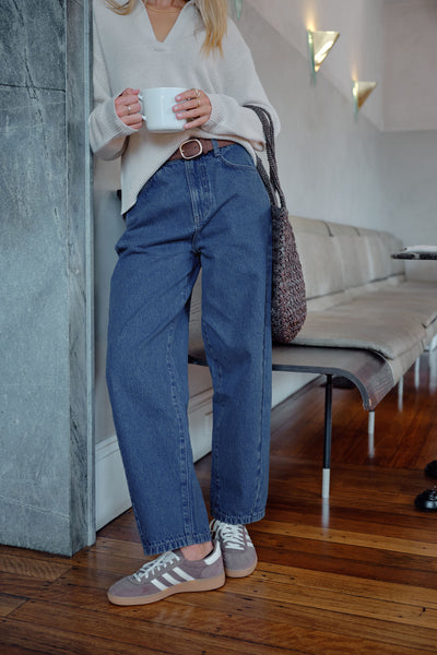 Ceres Life | Leah Tapered Barrel Jean - Fresh Indigo