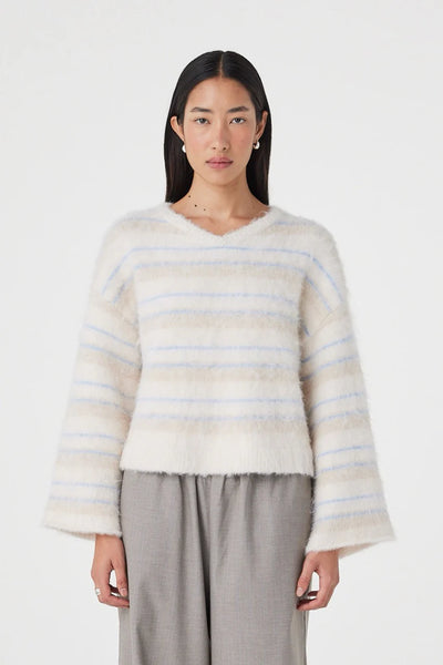 Arcaa Movement | Lucca Sweater - Taupe/Blue Stripe