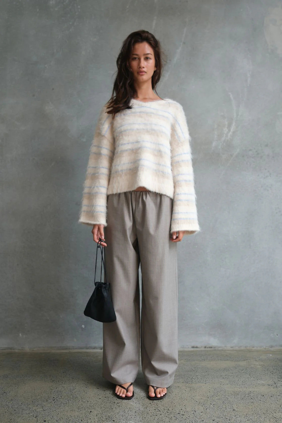Arcaa Movement | Lucca Sweater - Taupe/Blue Stripe