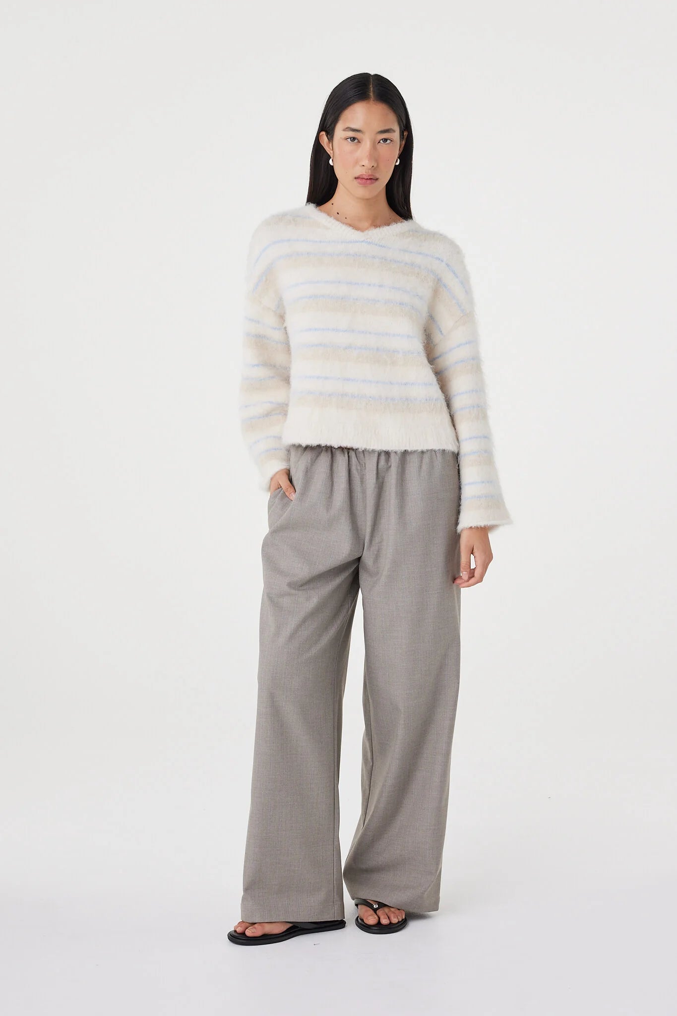 Arcaa Movement | Lucca Sweater - Taupe/Blue Stripe