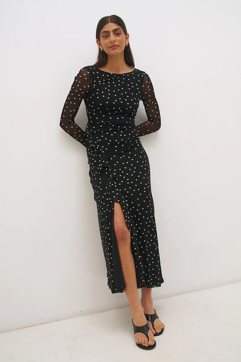 Mon Renn | Vesper Spot Long Sleeve Dress
