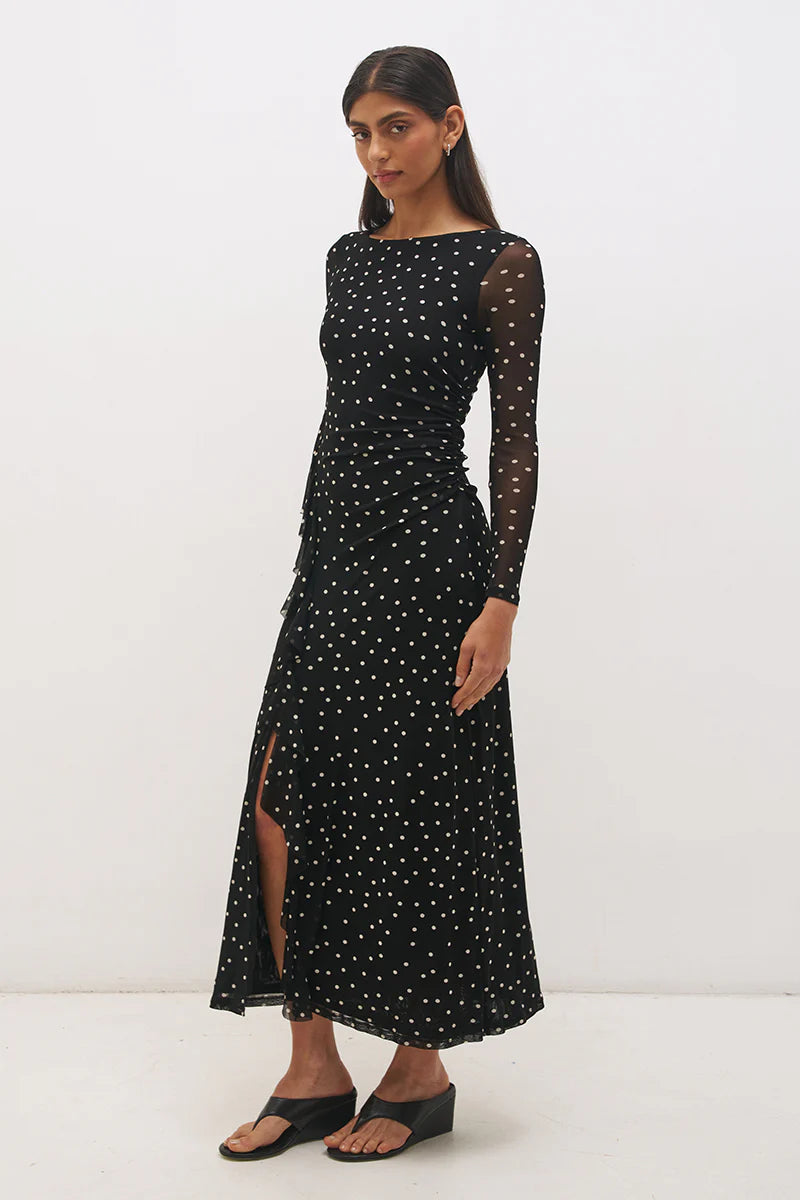 Mon Renn | Vesper Spot Long Sleeve Dress