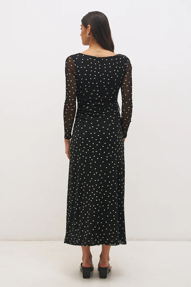 Mon Renn | Vesper Spot Long Sleeve Dress