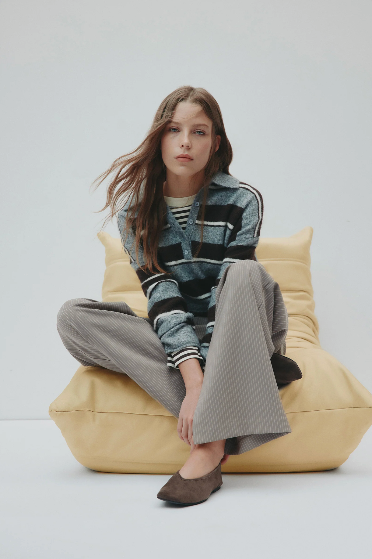Nude Lucy | Maia Rugby Knit - Charcoal Stripe