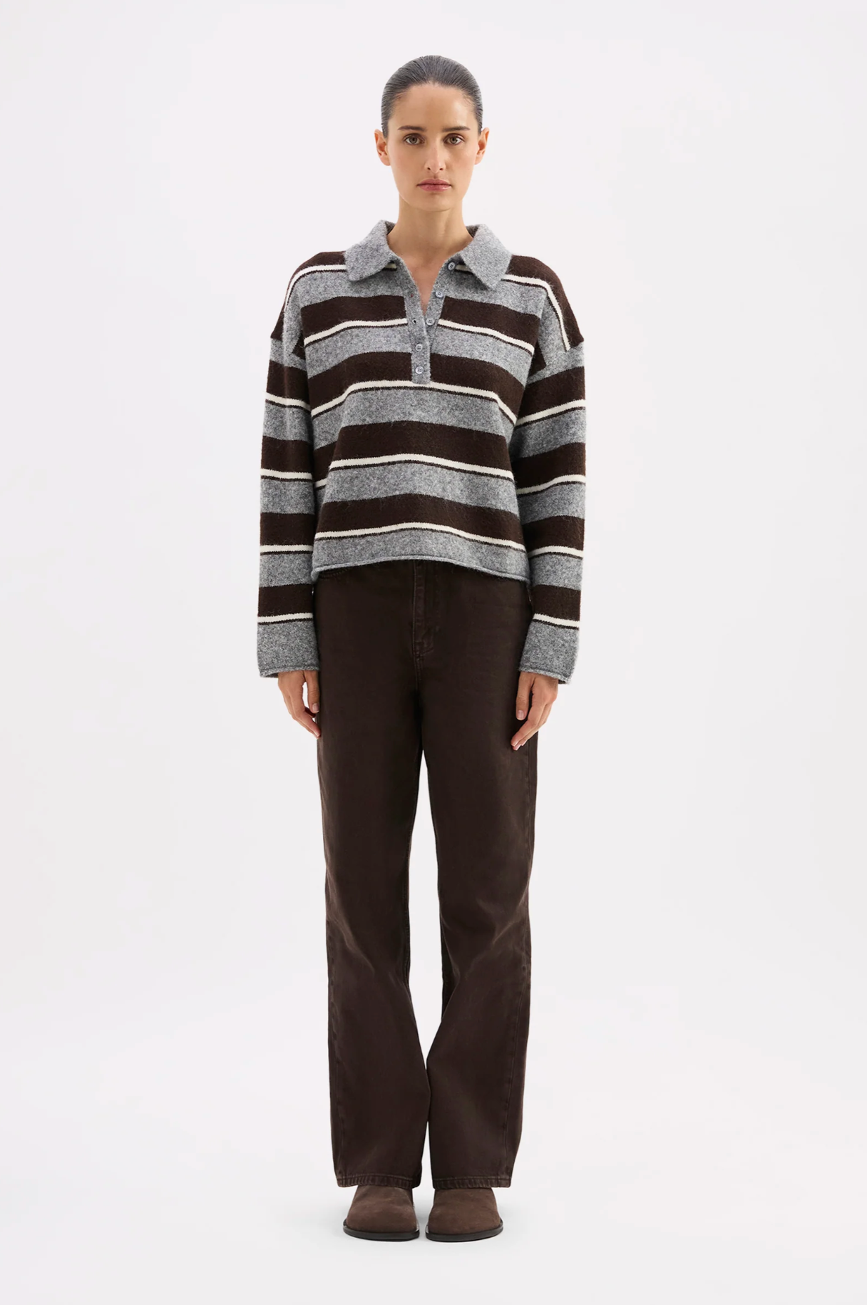 Nude Lucy | Maia Rugby Knit - Charcoal Stripe